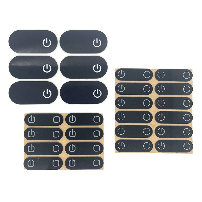 定 制丝印加工装饰PC镜片黑底遮光，白色图标控制开关CNC精雕外形