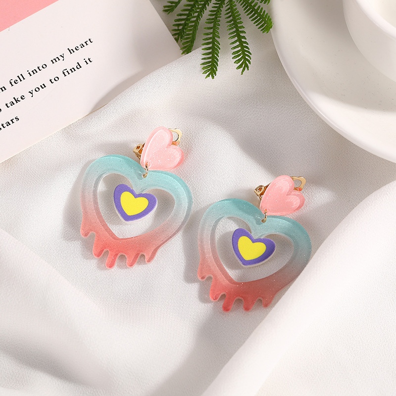 1 Pair Sweet Irregular Flower Printing Stoving Varnish Arylic Ear Cuffs display picture 4