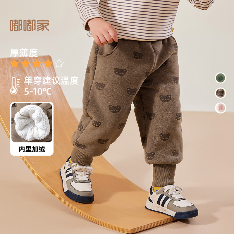 Pantalones gruesos forrados de lana para niños pantalones cálidos de invierno para niños pantalones de algodón para niñas de invierno pantalones de bebé ropa de bebé para niños