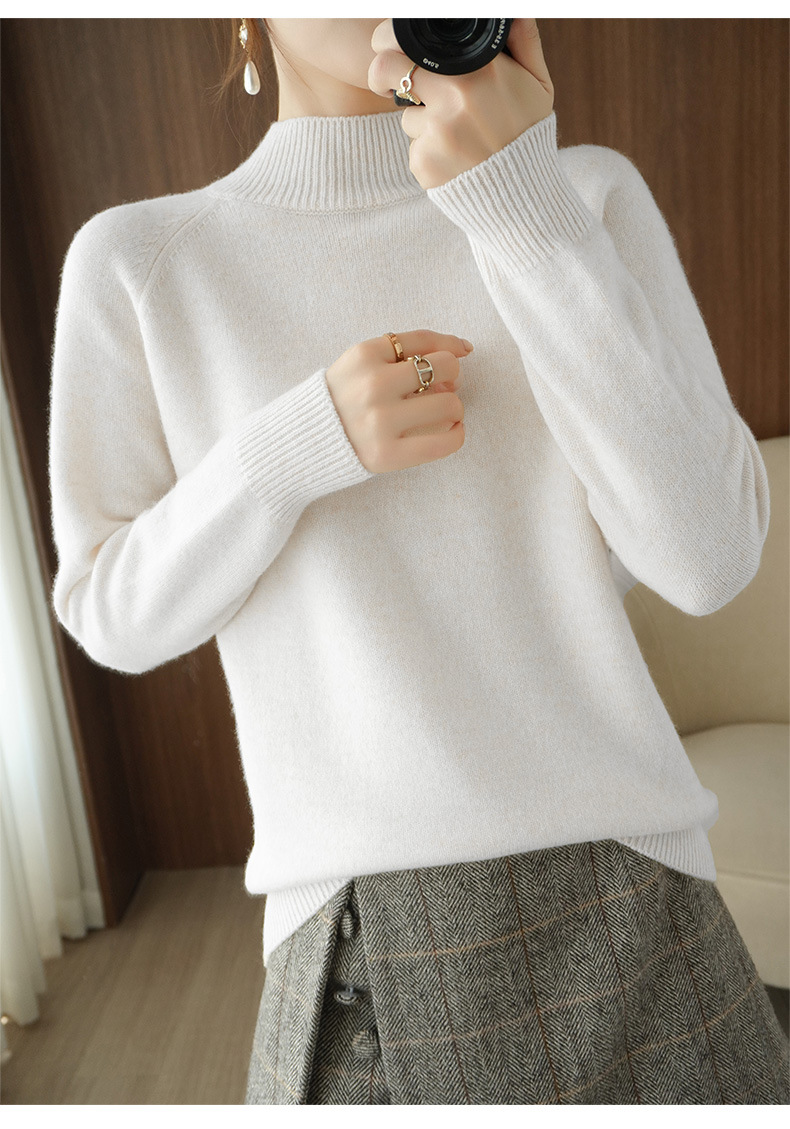 Wholesale of 2022 new semi-high neck pullover long-sleeved knitted sweater for women, a slimming Korean-style base layer pic 57