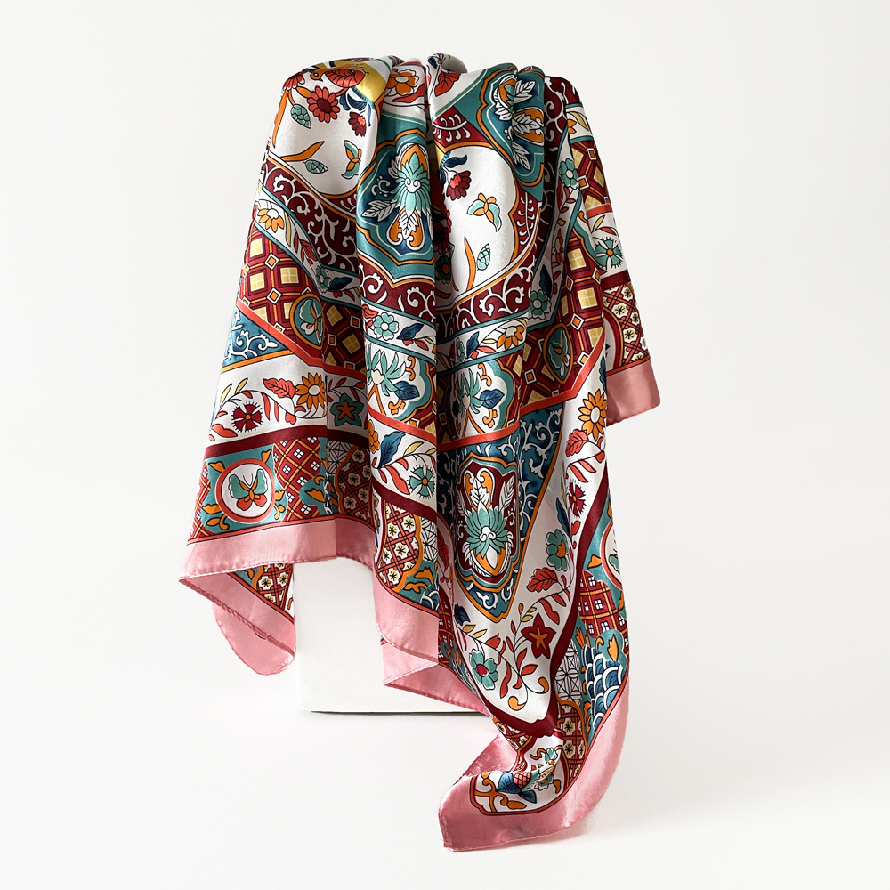 100g Weight Silk Scarf Classification Holiday, Daily Occasion Polyester Material Geometric Pattern Spring&Summer Season Women's Gender Elegant, Vintage Style Style Women's Elegant Vintage Style Geometric Polyester Silk Scarf 11