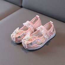 女童新款绣花鞋汉服鞋童鞋儿童古装中国风布面老北京布鞋演出鞋