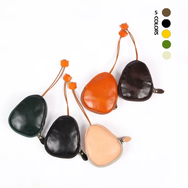 2026 New Vintage Genuine Leather Car Key Case with Drawstring, First-Layer Cowhide Keychain, Exclusively for Cross-Border Supply from Whale Song Factory
