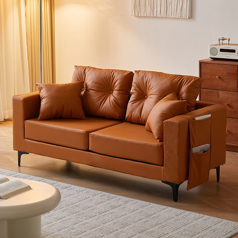 Sofá pequeño apartamento de alquiler casa oficina tienda de ropa doméstica doble triple sofá de cuero negro sala de estar