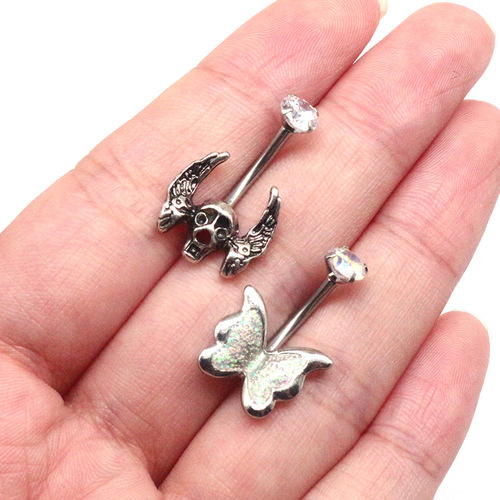 Gaibei cross-border Halloween navel ring spider web navel nail cross navel ornament bat navel ring love lip piercing ornament