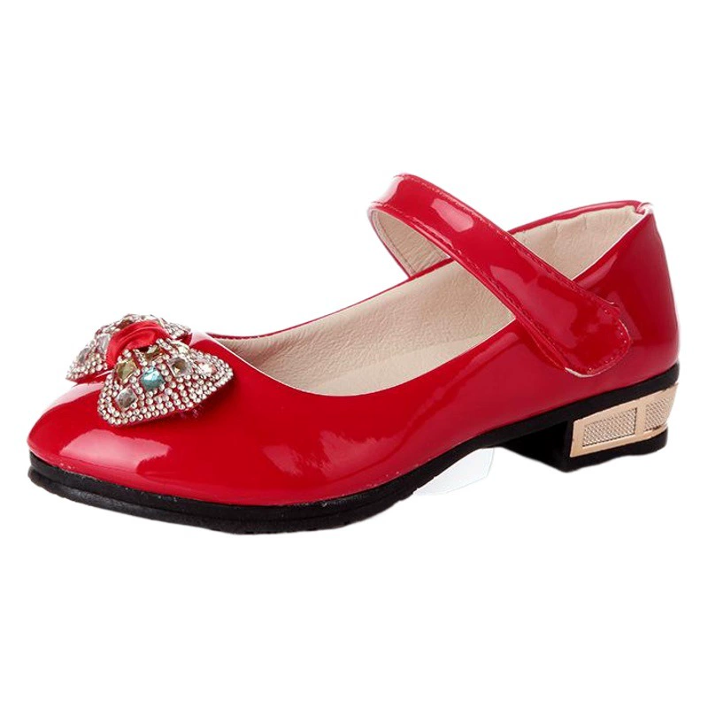 2025 Весенне-осенняя обувь для девочек Корейский стиль Кожаные туфли Студенческие туфли принцессы Красные одинарные туфли Средние и большие детские туфли Яркие кожаные одинарные туфли Женские