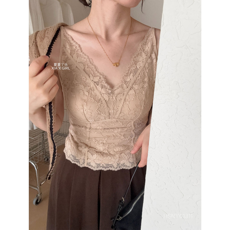 XIA'X Summer Girl Romantic French Lace Floral Pure Desire Fishbone Waist-Cinching Camisole Beautiful Back Underwear for Women XIA'X Summer Girl Romantic French Lace Floral Pure Desire Fishbone Waist-Cinching Camisole Beautiful Back Underwear for Women