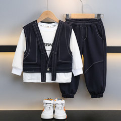 童裝男童套裝春秋款2024新款炸街男寶酷帥春裝韓版帥氣兒童三件套