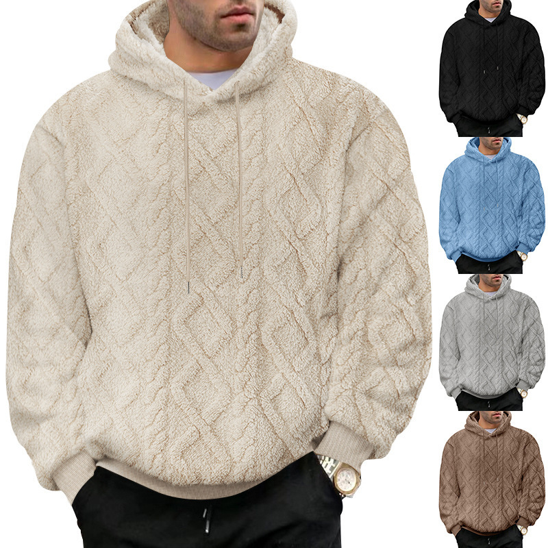Foreign Trade Cross-Border American Autumn and Winter Casual Men's High Street Jacquard Double-Sided Velvet Hooded Sports Trendy Pullover Sweatshirt Jacket Foreign Trade Cross-Border American Autumn and Winter Casual Men's High Street Jacquard Double-Sided Velvet Hooded Sports Trendy Pullover Sweatshirt Jacket