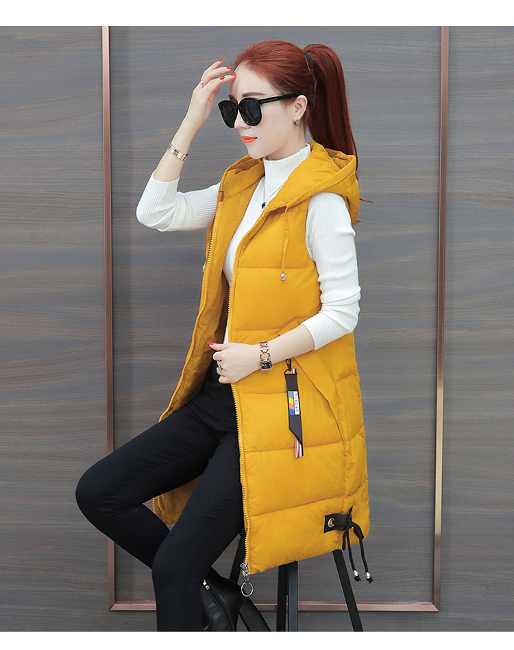 Damen Steppweste Mit Kapuze Lange Winterweste Für Herbst Und Winter_voghion.com