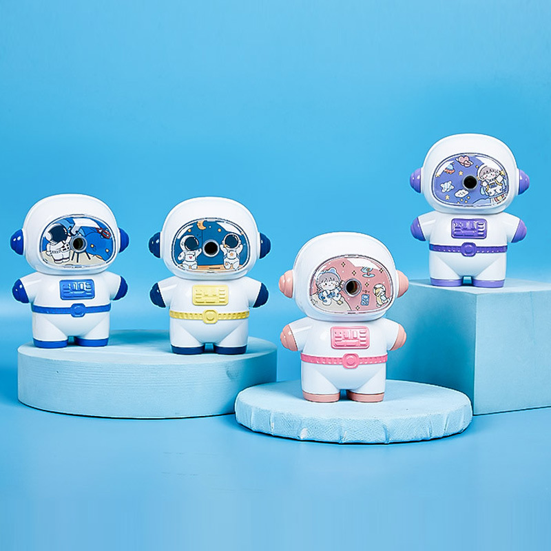 Dibujos animados astronauta sacapuntas Sacapuntas de lápiz de manivela suministros escolares Sacapuntas de lápiz automático sacapuntas al por mayor