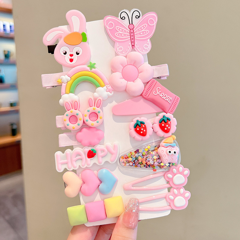 Nuevo clips de dibujos animados para niños coreanos lindos color de caramelo hecho a mano no daña el cabello frange clip para el cabello bebé clip para el cabello toque