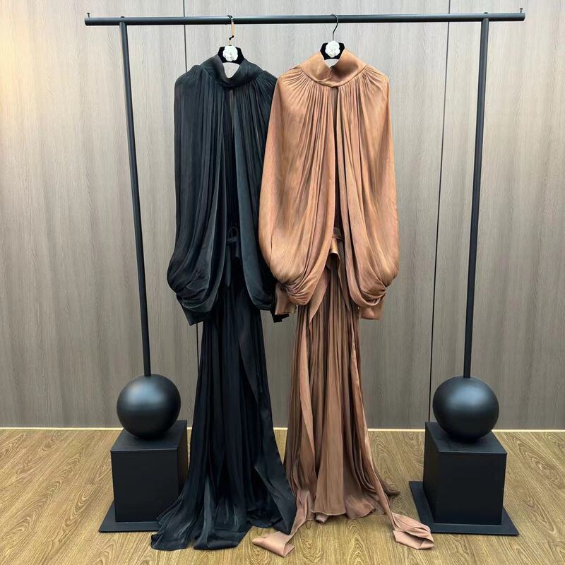 Yuzu Mm2026 Spring/Summer Dune Source Stand Collar Puff Sleeve Extra Long Floor-Length High-End French Style Dress
