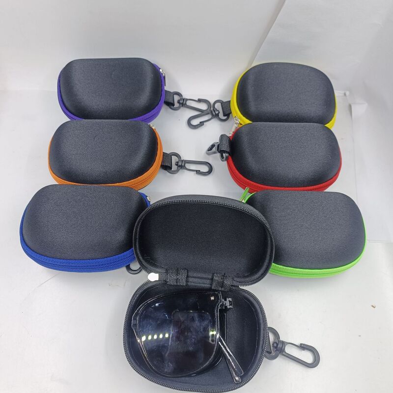 Portable Glasses Case with Hook and Zipper, Foldable Sunglasses Case, Foldable Eyeglasses Case, Earphones