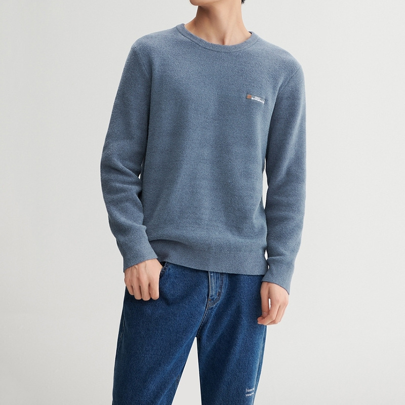 Men's demi-season soft warm long-sleeve with a round collar