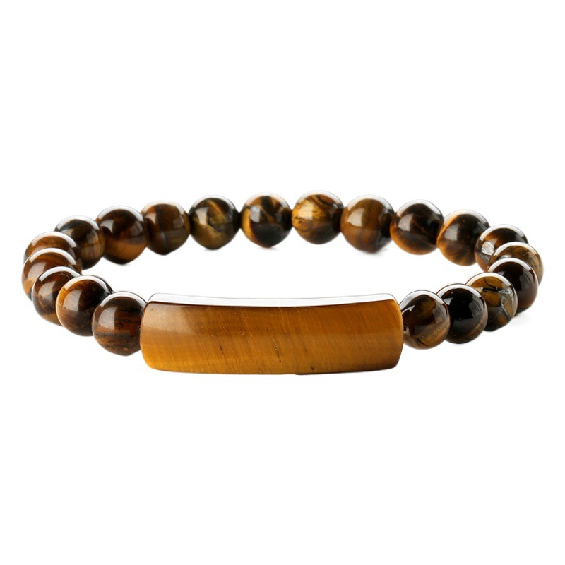 Puente de piedra natural europeo y americano redondo pulsera de cuentas estiramiento grano ágata pulsera piedra natural energía Ojo de Tigre tejido mano cadena