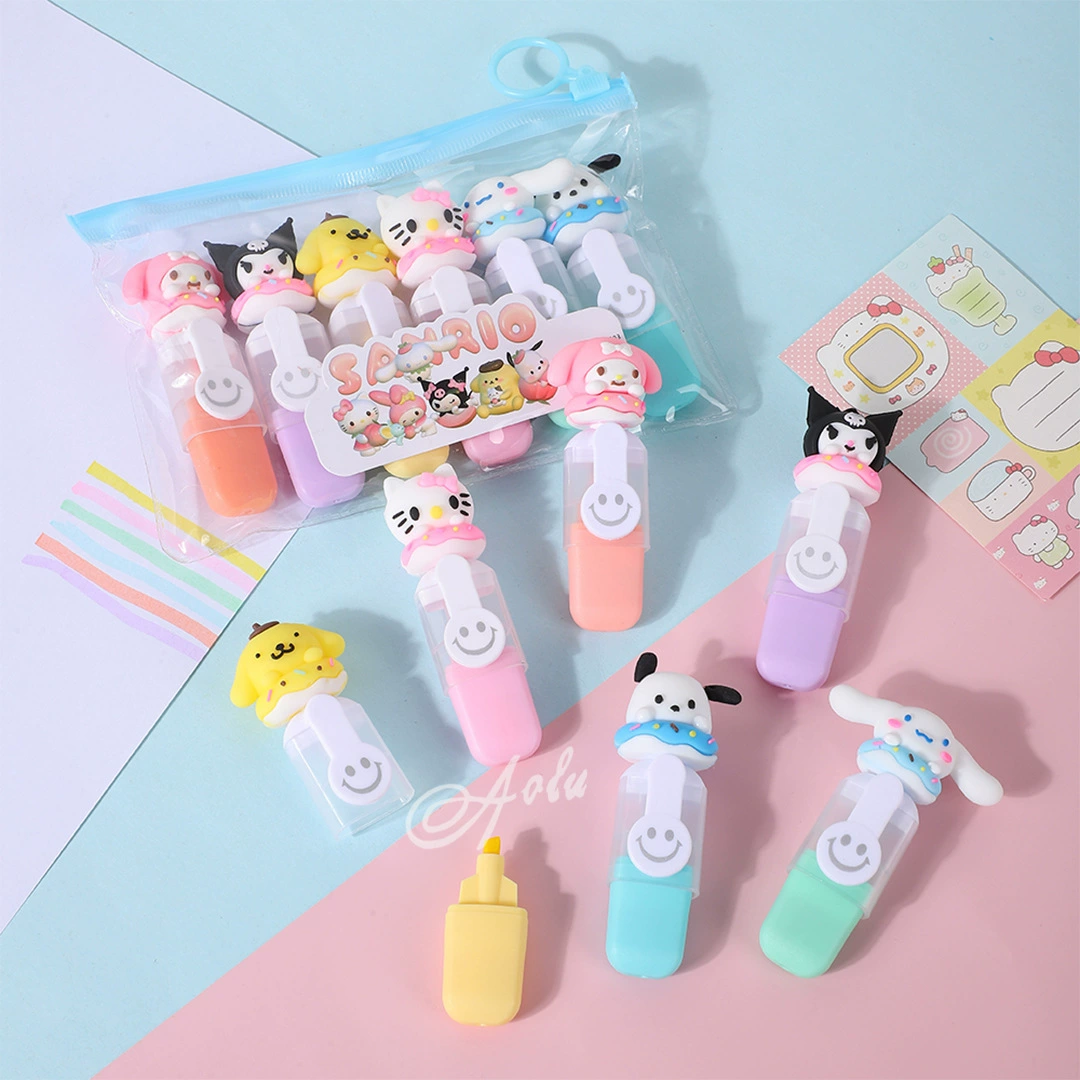 Sanrio, милый маленький флуоресцентный ручной щеточка для студентов, 6 штук