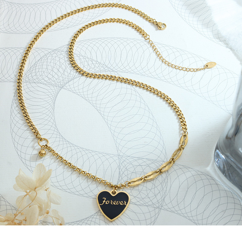 Fashion Heart Shape Titanium Steel Enamel Plating Pendant Necklace Colorza_colorza_4