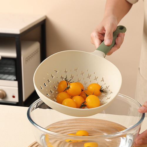 Patent high-temperature resistant sink strainer large size household draining long-handled net scoop for dumplings and jiaozi plastic strainer spoon
