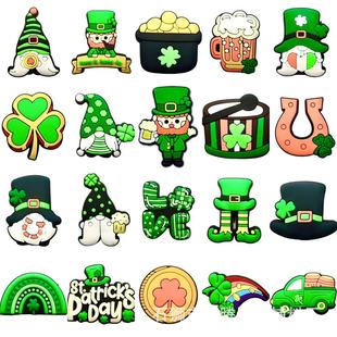 St. Patrick's Cartoon Hole Shoes Decorative Buckle Shoe Flower Buckle Cute Hole Bag Accessories in stock Cross Border
