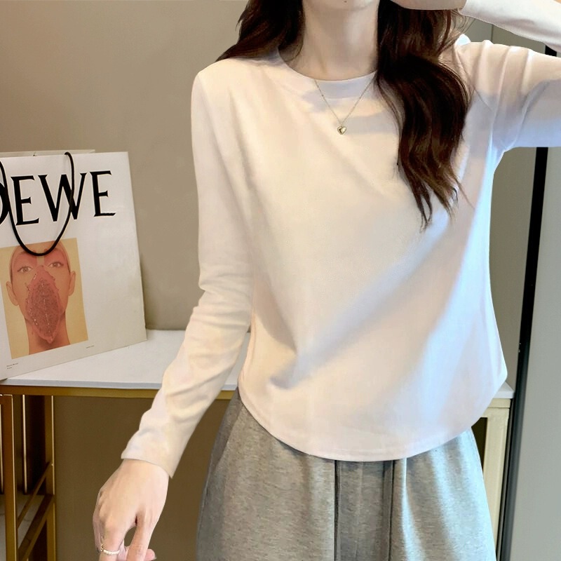 2025 Spring Long-sleeved T-shirt Women's Autumn and Winter Irregular Design Sense Small Inner Base Shirt Top