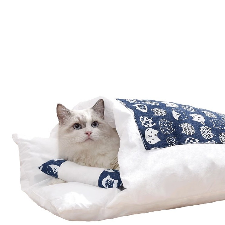Nido para dormir de invierno para gatos, grueso y cálido para todas las estaciones, estera extraíble y lavable para gatos, saco de dormir para mascotas, nido cálido