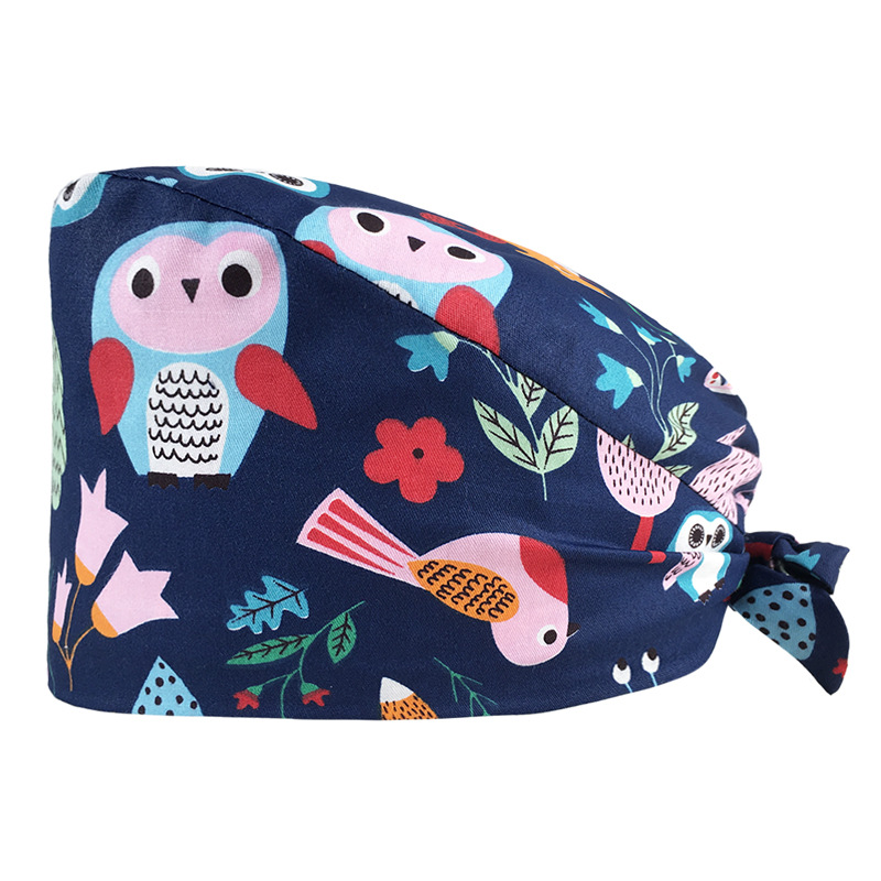 Tapa de enfermera de la UCI impresa elástico hebilla ajustable tapa quirúrgica quimioterapia de algodón puro tapa de confinamiento de las mujeres tapa de trabajo médico hombres