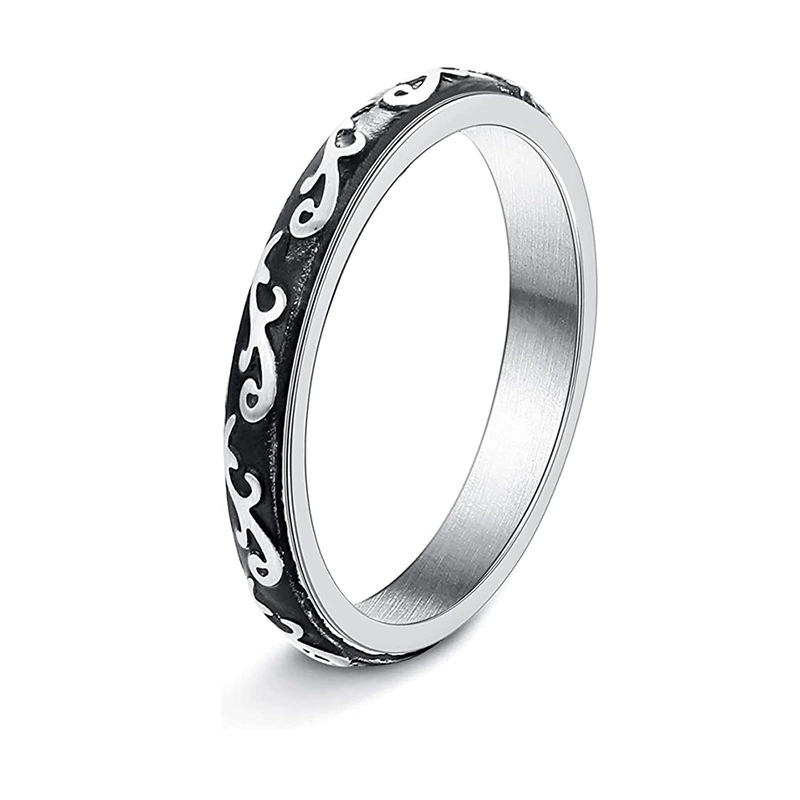 Xinghe Amazon поставки оптом 4 мм Титан Сталь Ruyi шаблон вращения кольцо Европа и США Мода пара кольцо