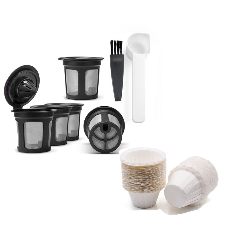 iCafilas Keurig Mini reusable K cup adapter durable 5 Pack + coffee filter paper