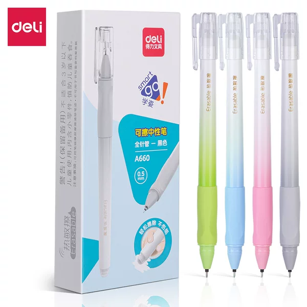 Deli A660 press-type erasable pen thermal neutral pen ballpoint pen primary school children crystal blue Black Bullet