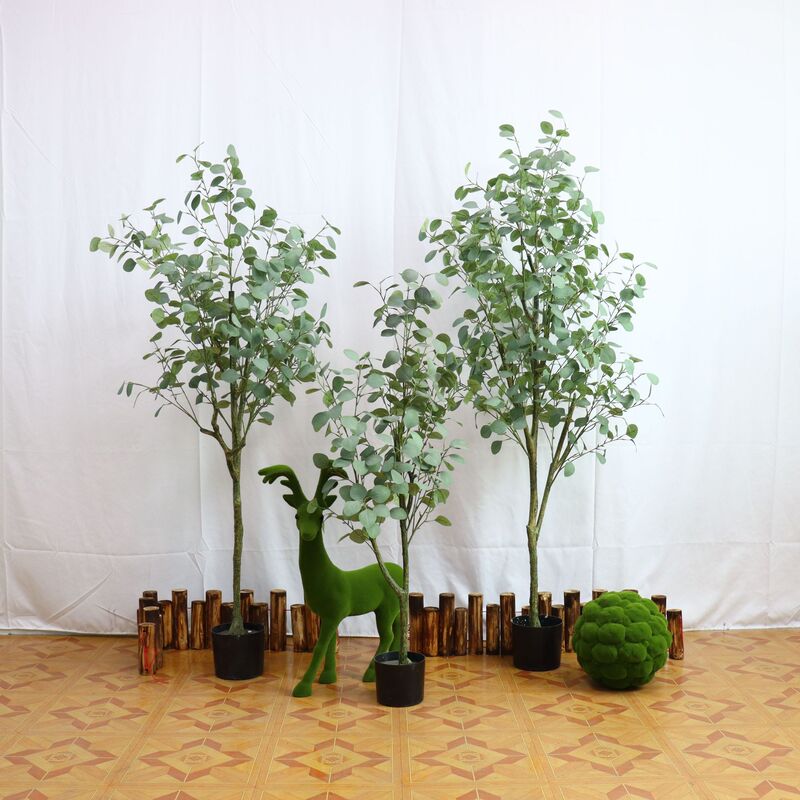 Eucalyptus Money Tree Potted Plant for Home Living Room Bonsai Window Display Landscaping In-Stock Artificial Eucalyptus
