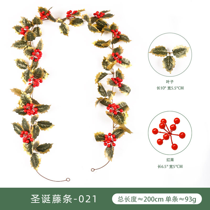 Vid de simulación Amazon ambiente navideño decoración del hogar fabricante fruta roja ratán de simulación ratán navideño