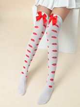 跨境情人节约会爱心长筒袜 爱心印花丝袜 圣诞节派对过膝长丝袜