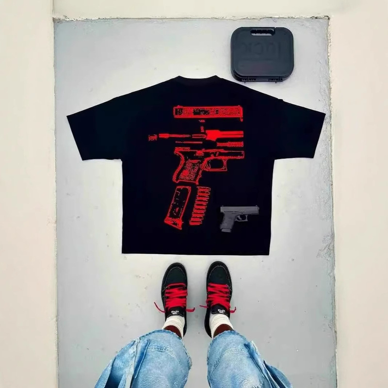 Men's T-Shirt Y2K Shirt Men Harajuku Hip Hop in the We Trust Graphic Print Round Neck Cotton T-Shirt