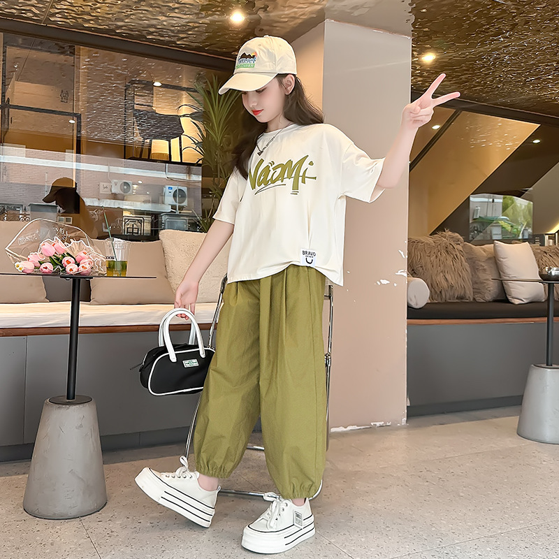 女童夏装套装薄款2025新款洋气儿童夏季短袖两件套女大童运动夏款