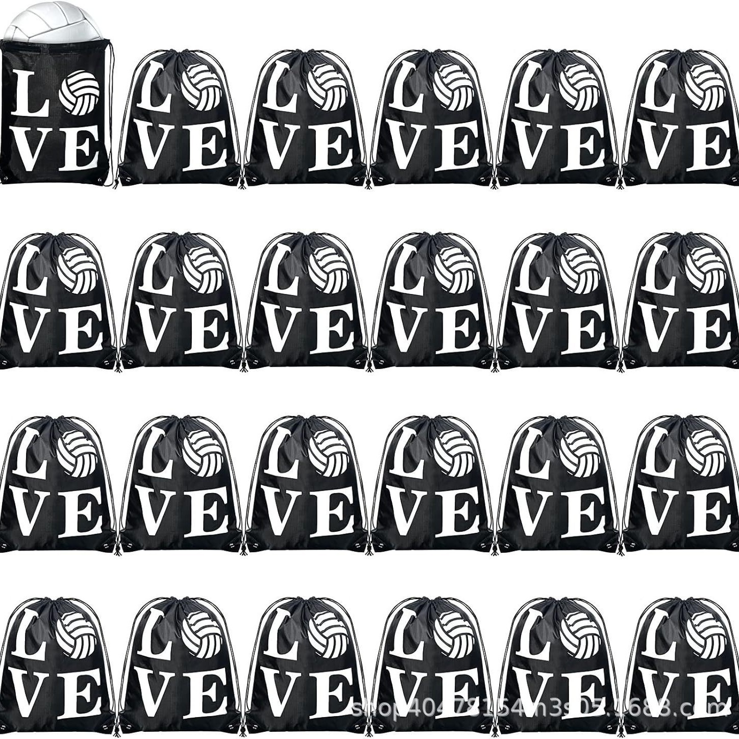 排球一双肩抽绳背包袋子卡通动物便携收纳袋涤纶手提抽绳袋