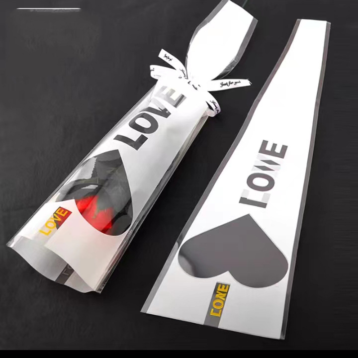 Bolsa de embalaje de flores, bolsa individual de rosas, tienda de flores, bolsa de embalaje de ramo transparente diy, bolsa de ramo opp impermeable de alta gama