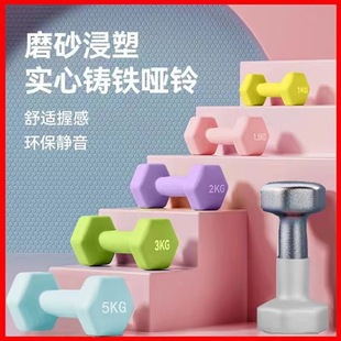 Plastic Dipped Dumbbell Women's Fitness Home Equipment Men's Arm Muscle Training Yoga Students and Kidsren Pure Iron Small Dumbbell Set