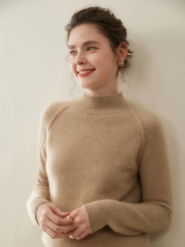 Half Turtleneck Raglan Sleeve Cashmere Knitted Bottoming Shirt for Women Long-Sleeved Versatile Loose Warm Top with Sweater Inside Half Turtleneck Raglan Sleeve Cashmere Knitted Bottoming Shirt for Women Long-Sleeved Versatile Loose Warm Top with Sweater Inside