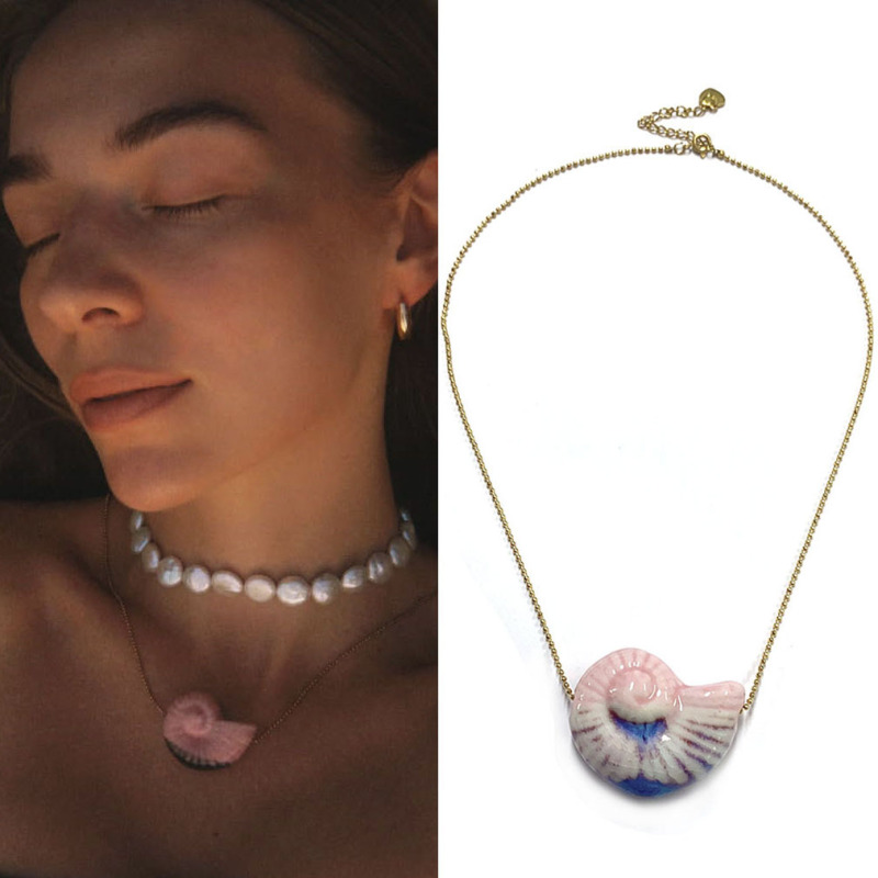 焦糖色串珠项链女简约陶瓷海螺艺术感锁骨链 on holiday necklace|undefined