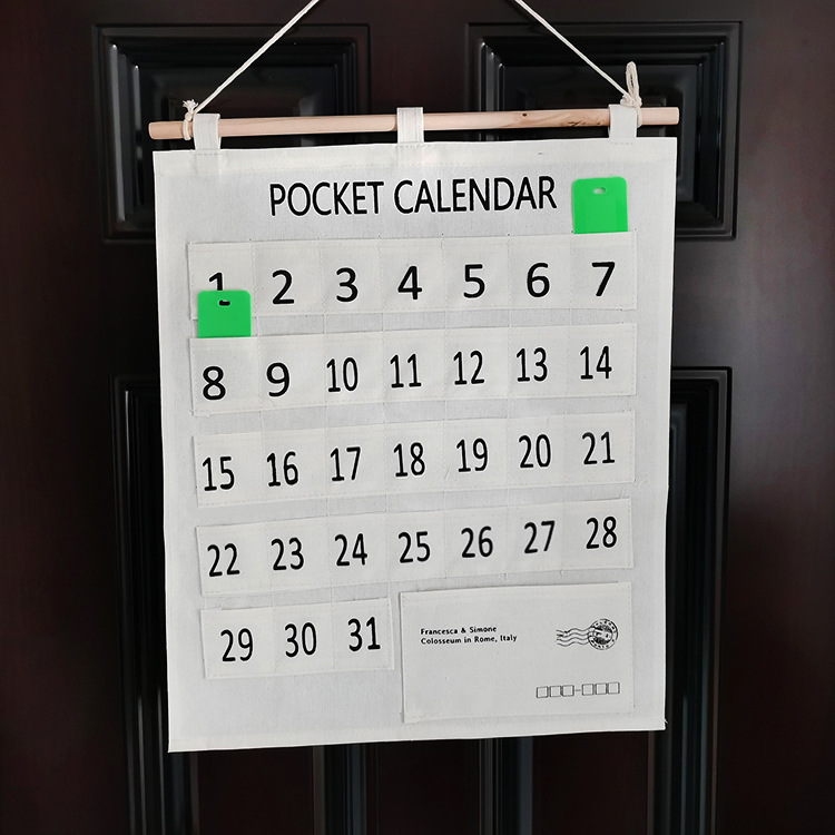 Kindergarten algodón Lino mañana cheque tarjeta de asistencia bolsa reloj-en el registro bolsa de almacenamiento Tarjeta de organización bolsa colgante Pequeño bolsillo 31 bolsa de bolsillo