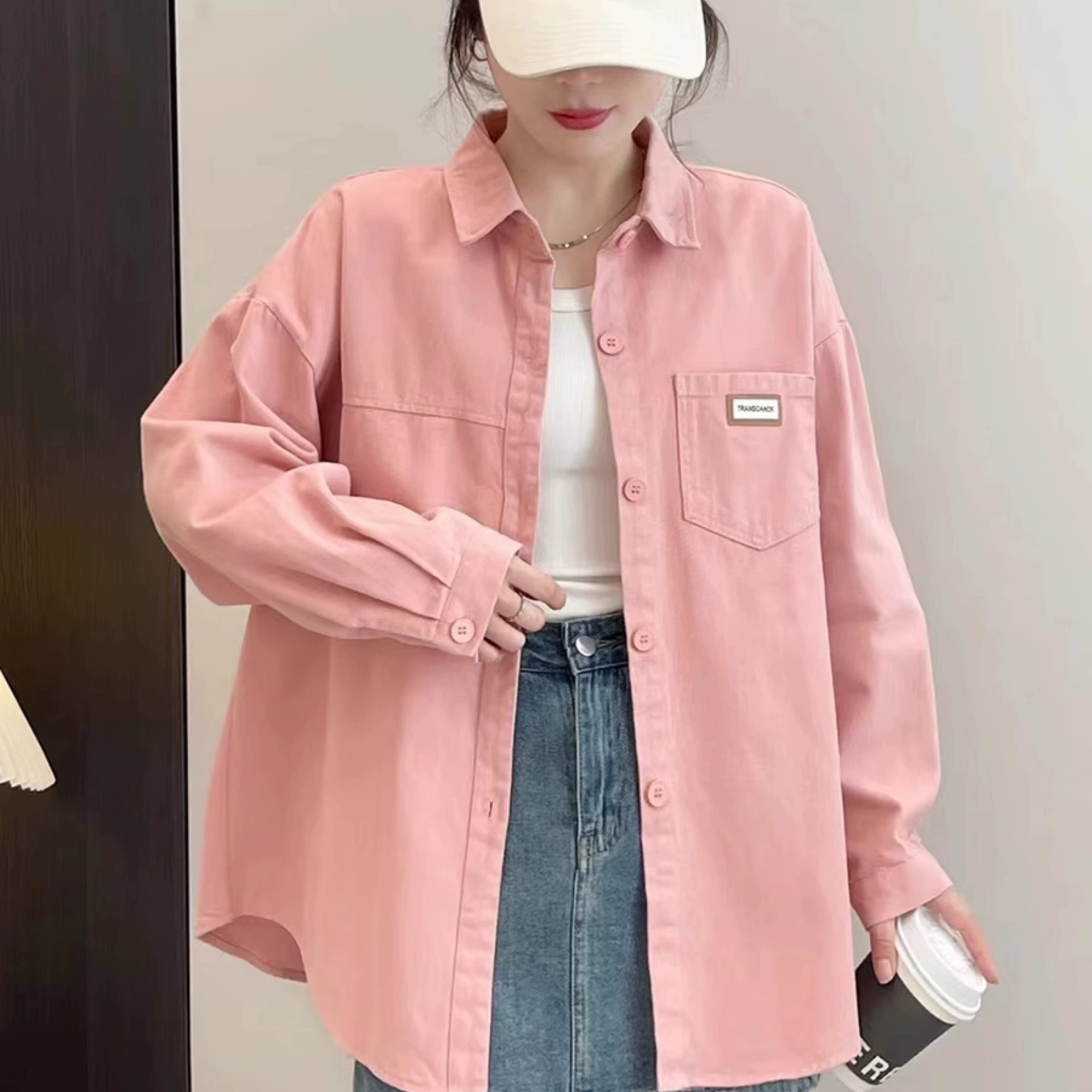 Рубашка, топы, повседневная куртка-рубашка, женская весенне-осенняя новинка, свободный корейский стиль, ретро, гонконгский стиль, тонкий и универсальный