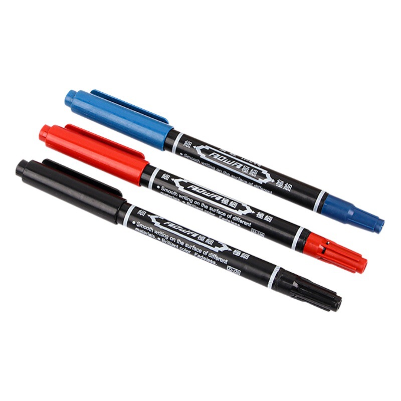 Small Double-Headed Marker Pen 120 Black Waterproof Quick-Drying Oil-Based Pen for Students' Journaling and Drawing Double-Headed Outline Pen Wholesale