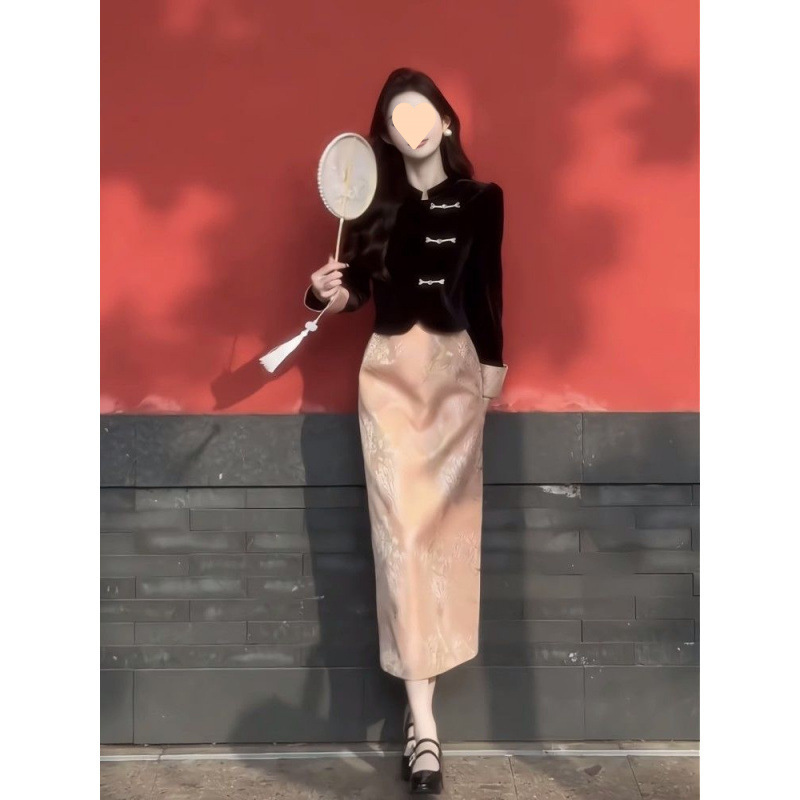 春装搭配一整套2025新款新中式国风旗袍小香风订婚礼服连衣裙套装|undefined