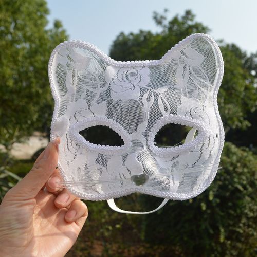 Foreign trade Halloween decoration cosplay stage performance props lace sexy female animal cat face mask mask