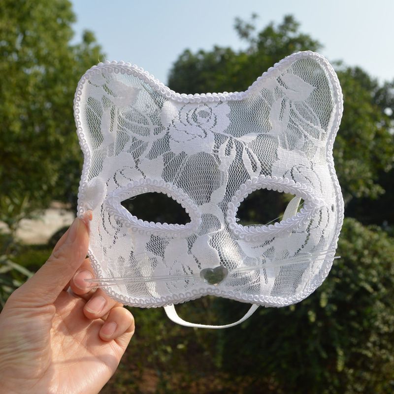Foreign trade Halloween decoration cosplay stage performance props lace sexy female animal cat face mask mask