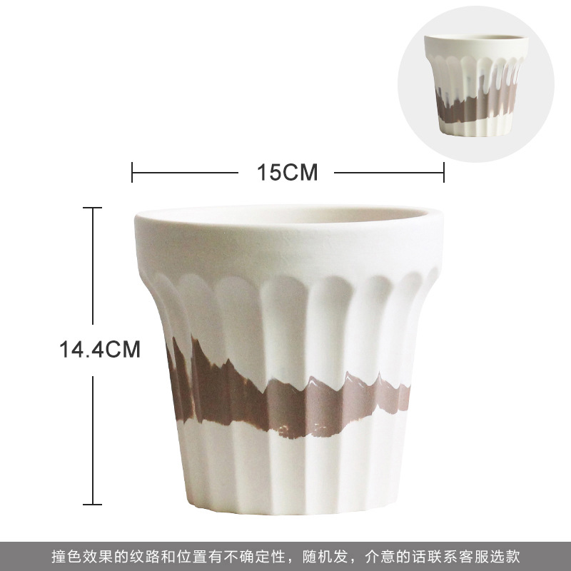 Estilo coreano creativo ins Escritorio de cerámica maceta orquídea Internet celebridad Begonia olla conjunto transpirable verde maceta