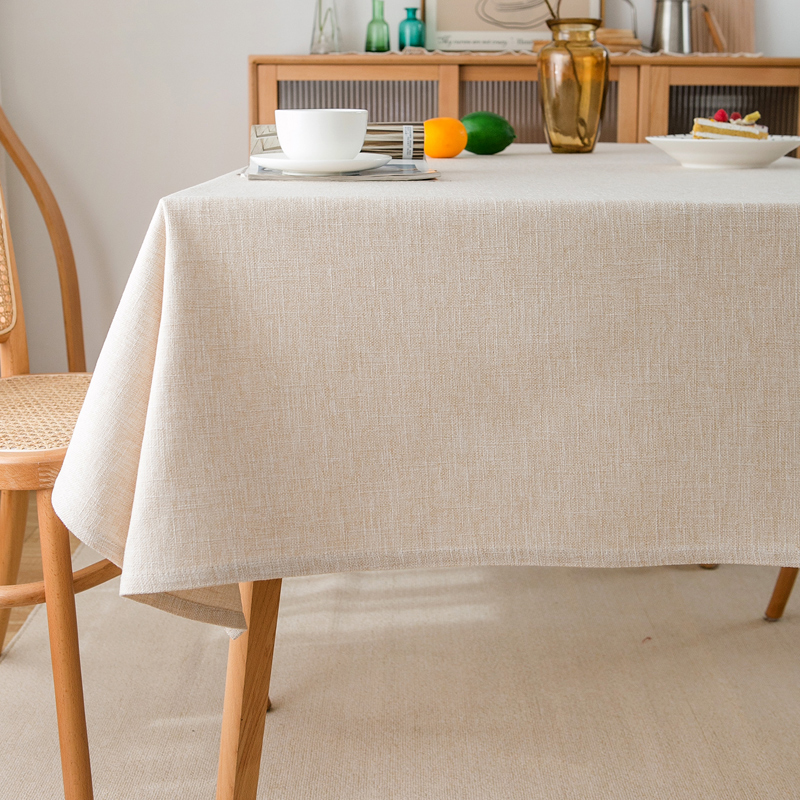 Amazon Thickeneded Waterproof Pure Color Linen Fabric Tablecloth Ins Imitation Linen Rectangular Tablecloth Coffee Table Cloth Anti-Slip