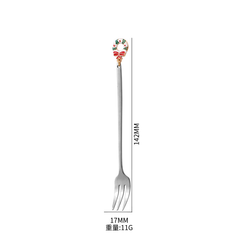 Productos transfronterizos cubiertos de acero inoxidable regalos de Navidad cucharas y tenedores juegos de postre cucharas de café mezclar Navidad colchones