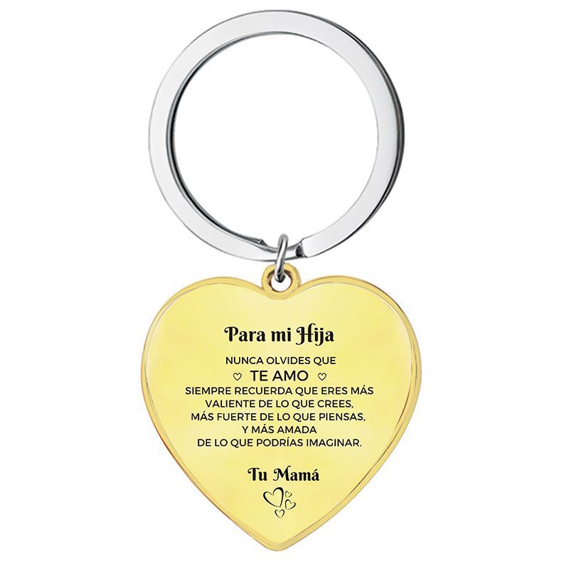 Collar de epoxi de acero inoxidable transfronterizo colgante en forma de corazón de melocotón llavero de amor personalizado español regalo de Navidad